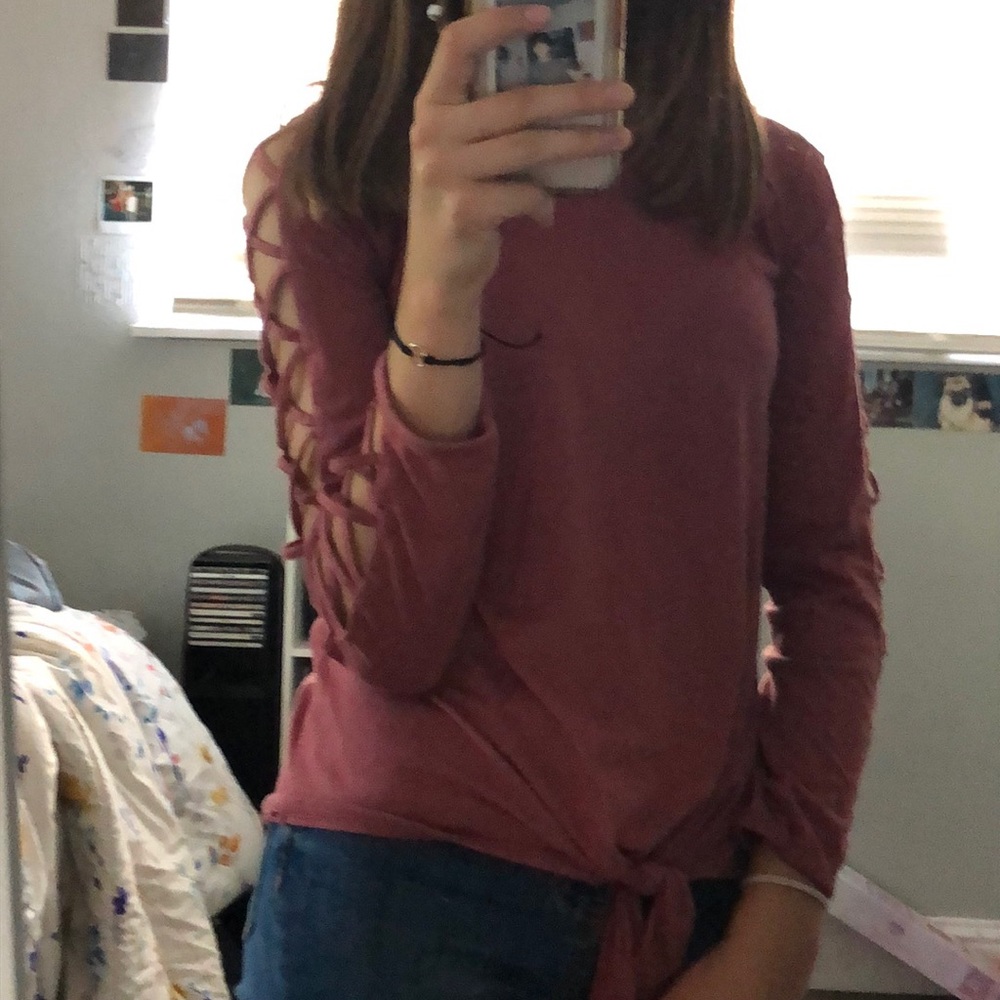 long sleeve shirt with patterned sleeves